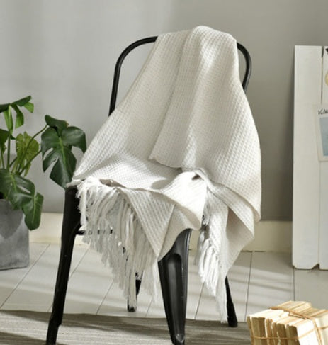 Knitted Acrylic Tassel Throw Blanket
