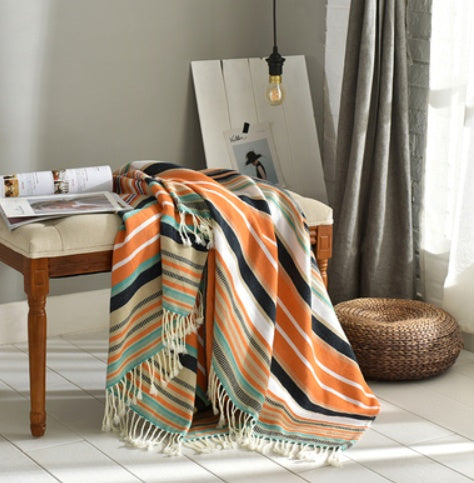 Knitted Acrylic Tassel Throw Blanket