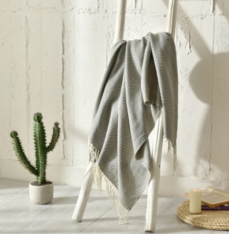 Knitted Acrylic Tassel Throw Blanket