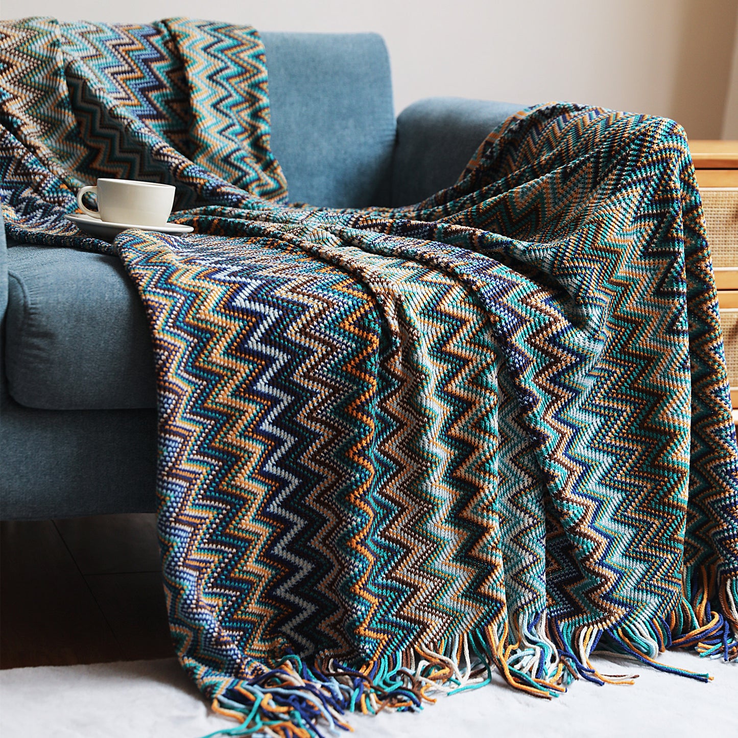 Striped Knitted Blanket – European Style Comfort
