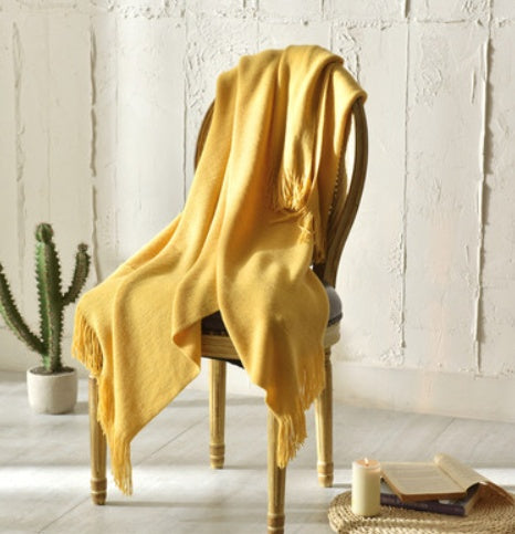 Knitted Acrylic Tassel Throw Blanket