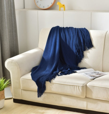 Knitted Acrylic Tassel Throw Blanket