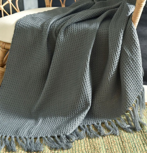 Knitted Acrylic Tassel Throw Blanket