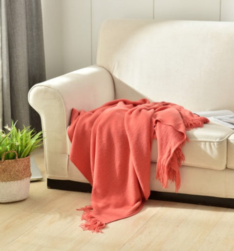 Knitted Acrylic Tassel Throw Blanket