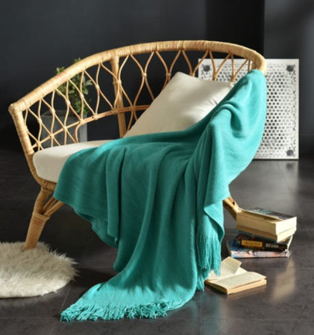 Knitted Acrylic Tassel Throw Blanket