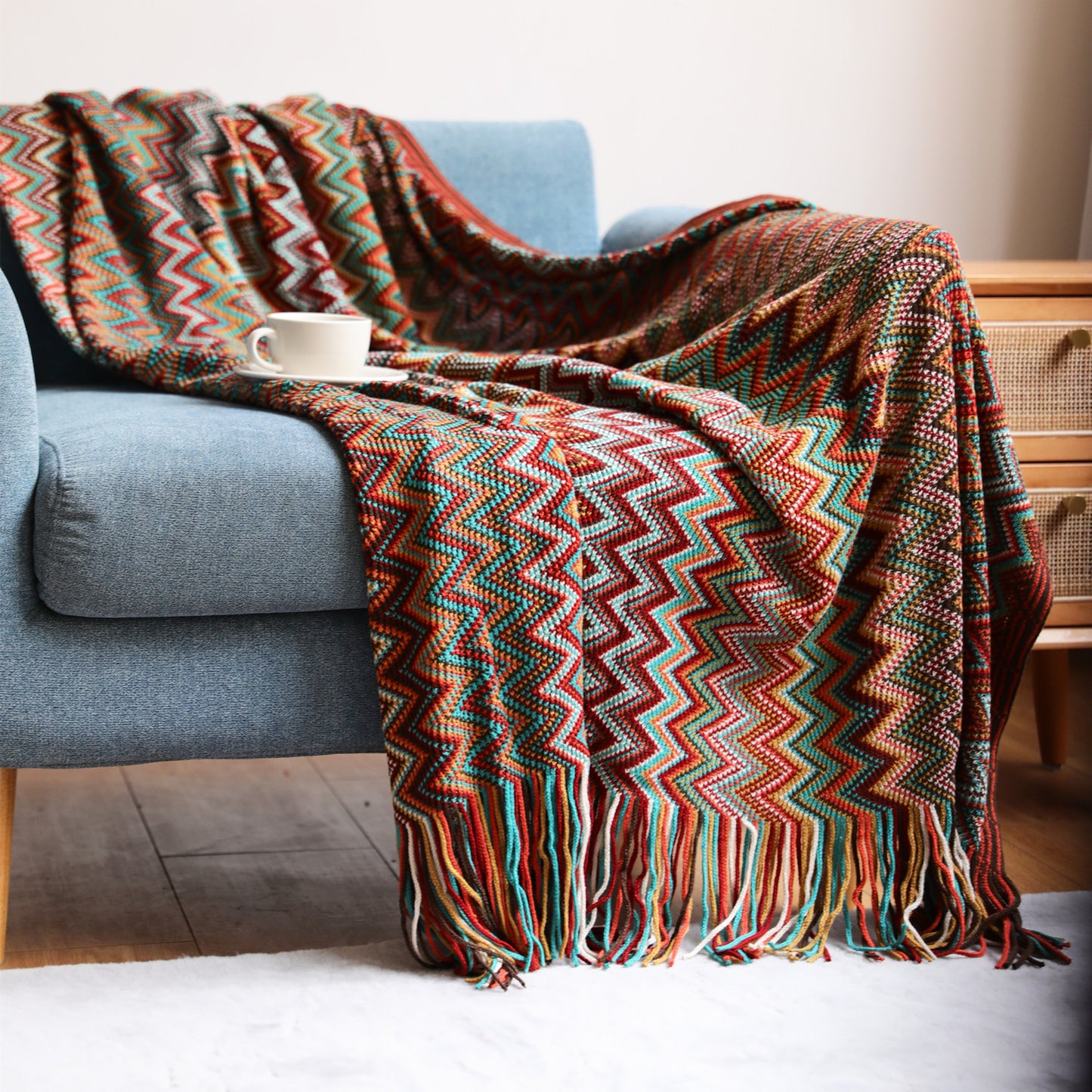Striped Knitted Blanket – European Style Comfort