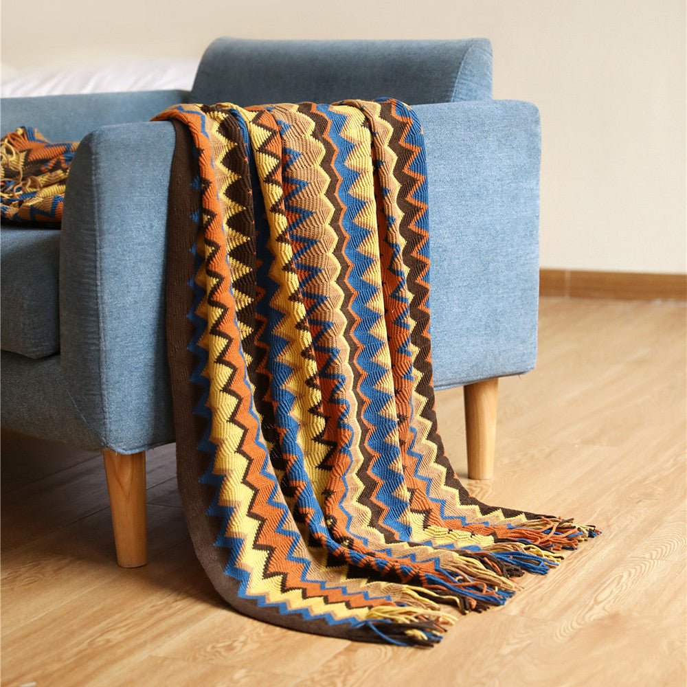 Striped Knitted Blanket – European Style Comfort